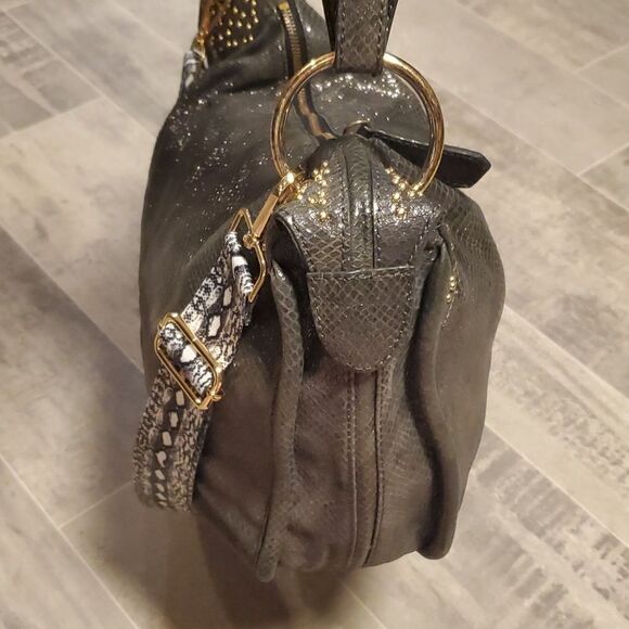 GUC Metallic Faux Snake Silver Gray OrYany LG Hobo Bag - Picture 2 of 10